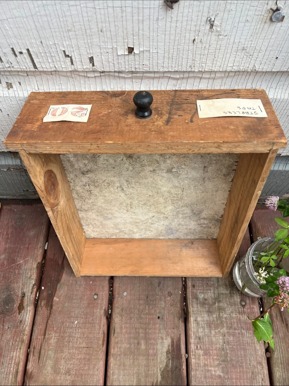 Rustic Wooden Shadow Box Shelf - Natural Wood